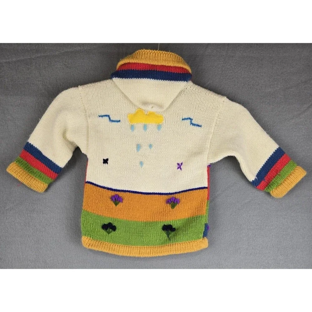 Arpillera Handmade Peruvian Sweater Girls 2T Zip Up Artisan Folkcore Cottagecore
